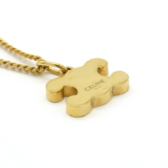 CELINE Triomphe Rhinestone Necklace Pendant Gold 460GB - Picture 5 of 7